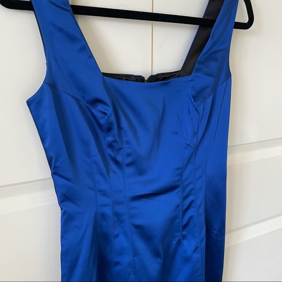 Jay Godfrey Royal Blue Satin Sleeveless Form Fitting Mini Dress Size 6 - Picture 4 of 8